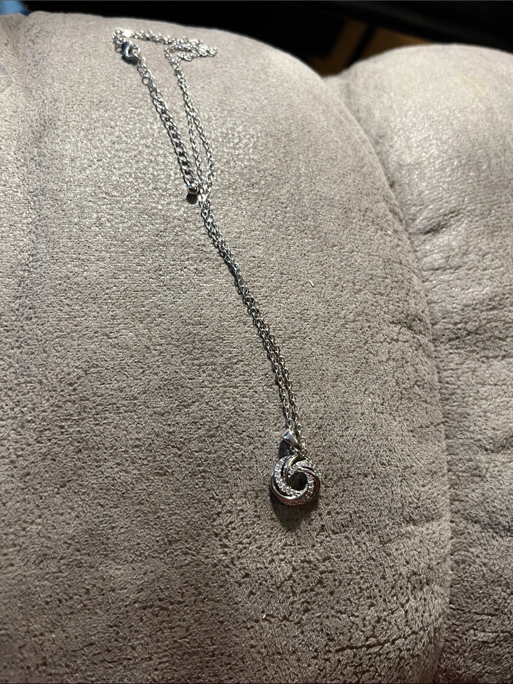 Silver Spiral Pendant Necklace with Pavé Crystals - Women's Jewelry 1880